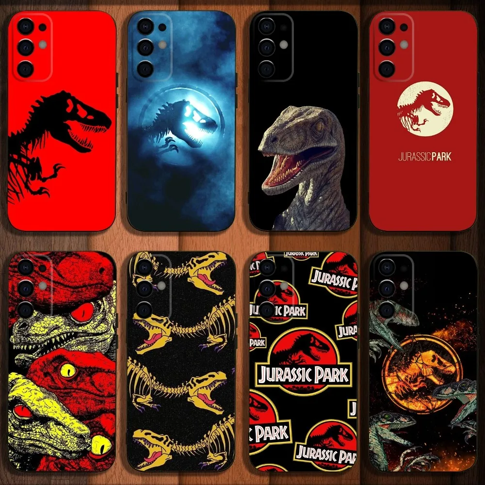 J-JurassicS P-Park Dinosaur Phone Case For Samsung S24,S21,S22,S23,S30,Ultra,S20,Plus,Fe,Lite,Note,10,9,5G Black Soft Cover