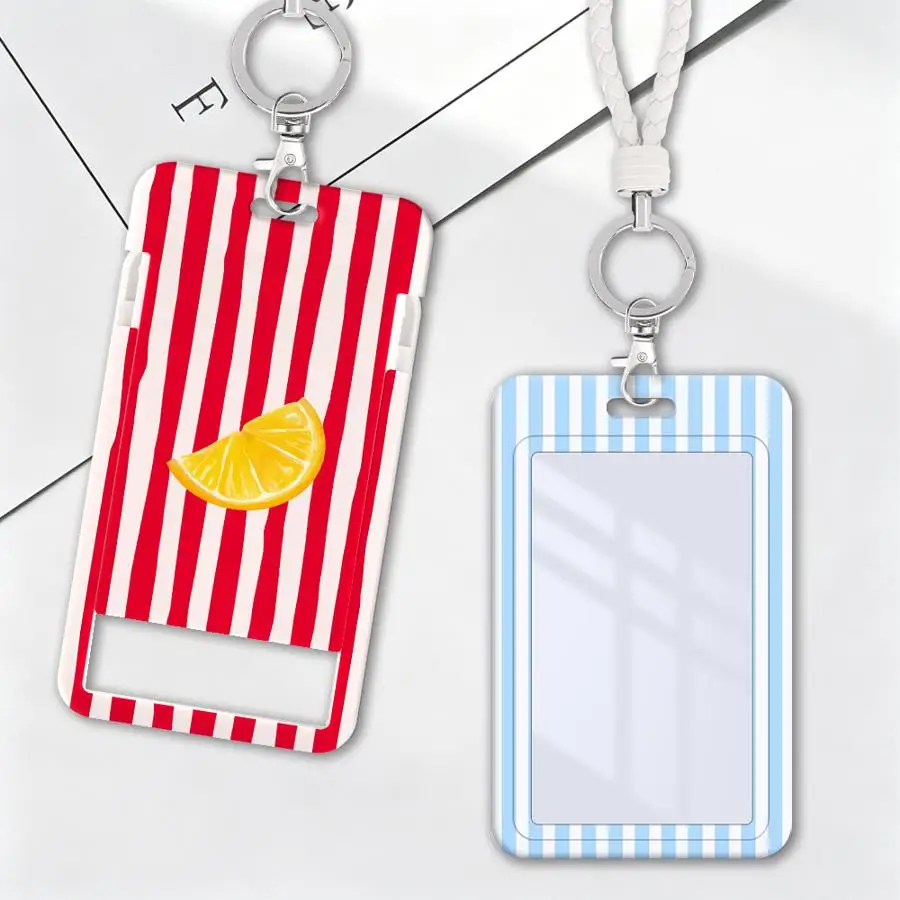 Cover Case 1Pc Card Holder Retractable Credit Card Holders Holders Child Bus with lanyard Badge Bank ID Fashion Fruits