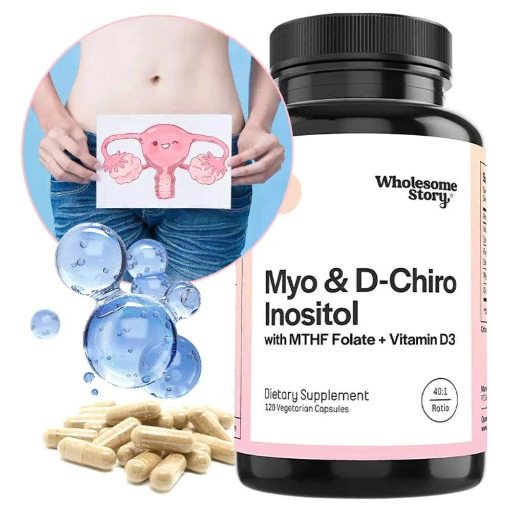 Myo-Inositol + D-Chiro Inositol with Folate, Vitamin D| Support for Ovarian Function, Hormone Balance, 120 Capsules