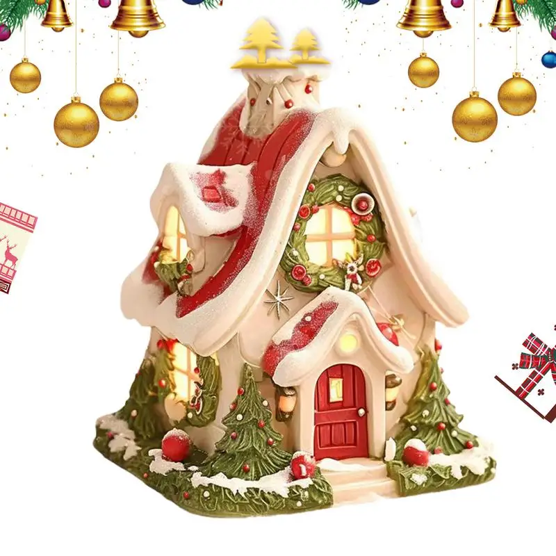 Incense Burner House Creative Christmas House Resin Incense Burner Christmas Chimney Cottage Incense Burner for Den Bedroom