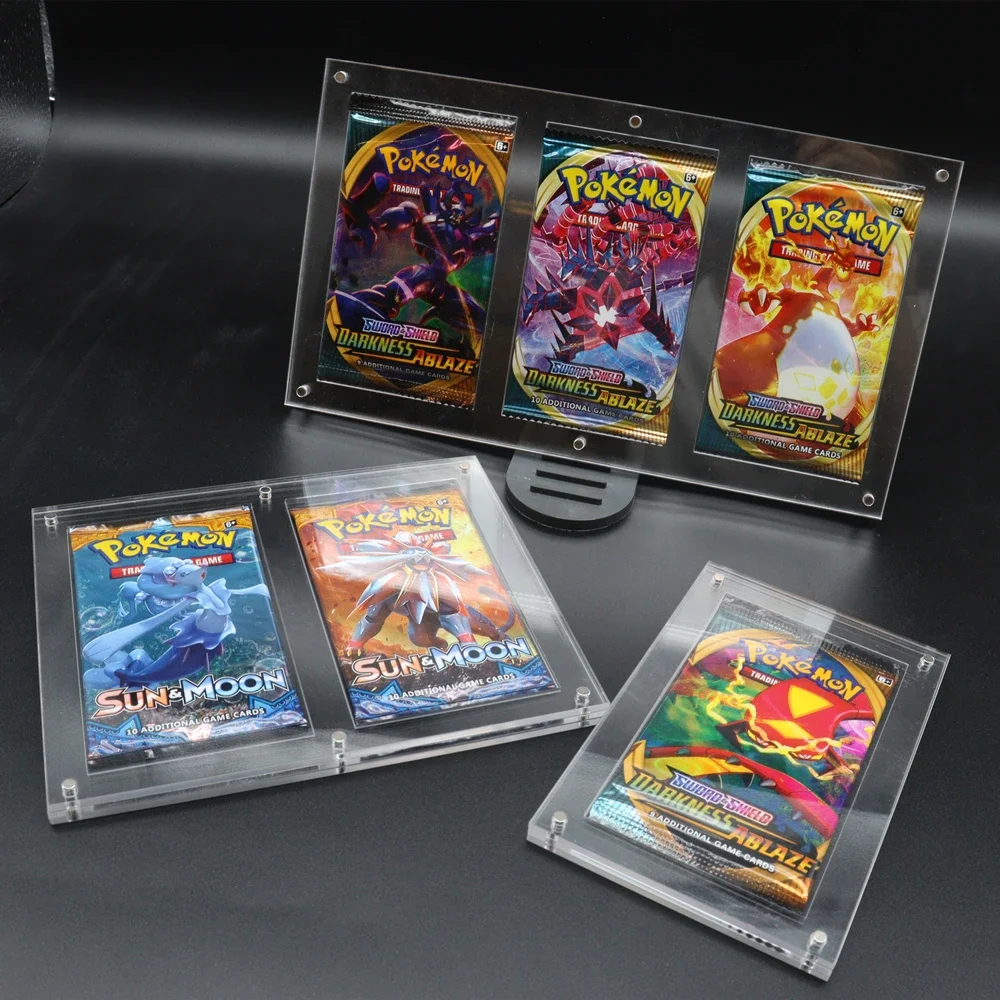 1/2/3/4/5 Slot Pokemon Case Card Packs Holder Display Collection Game Cards Protector Magnetic Clear Magic Yugioh Plexiglass Box