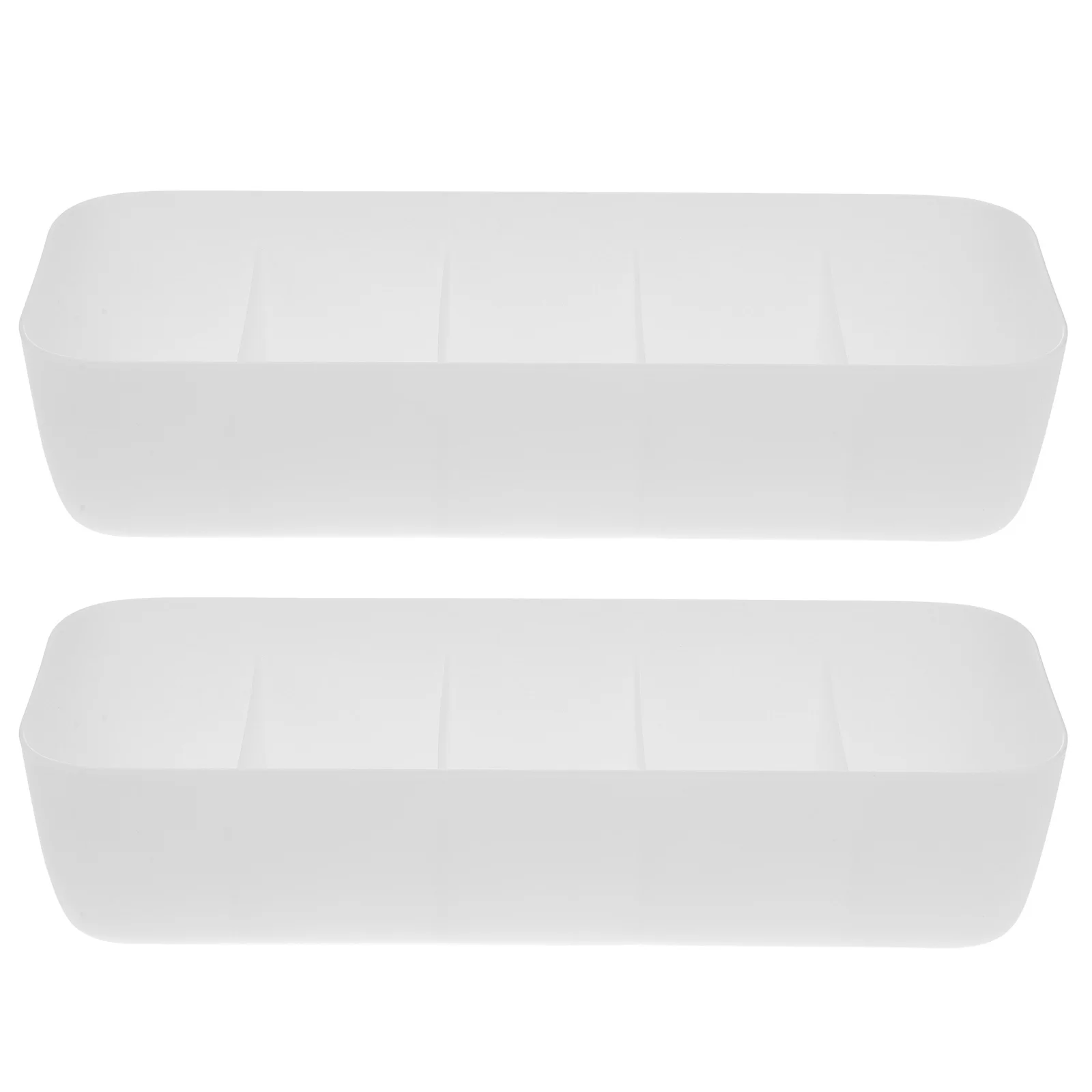

2Pcs Socks Storage Box Plastic Underwear Organizer with 5 Compartments for Clothes Bras Hosiery Gloves Handkerchiefs Desk Drawer