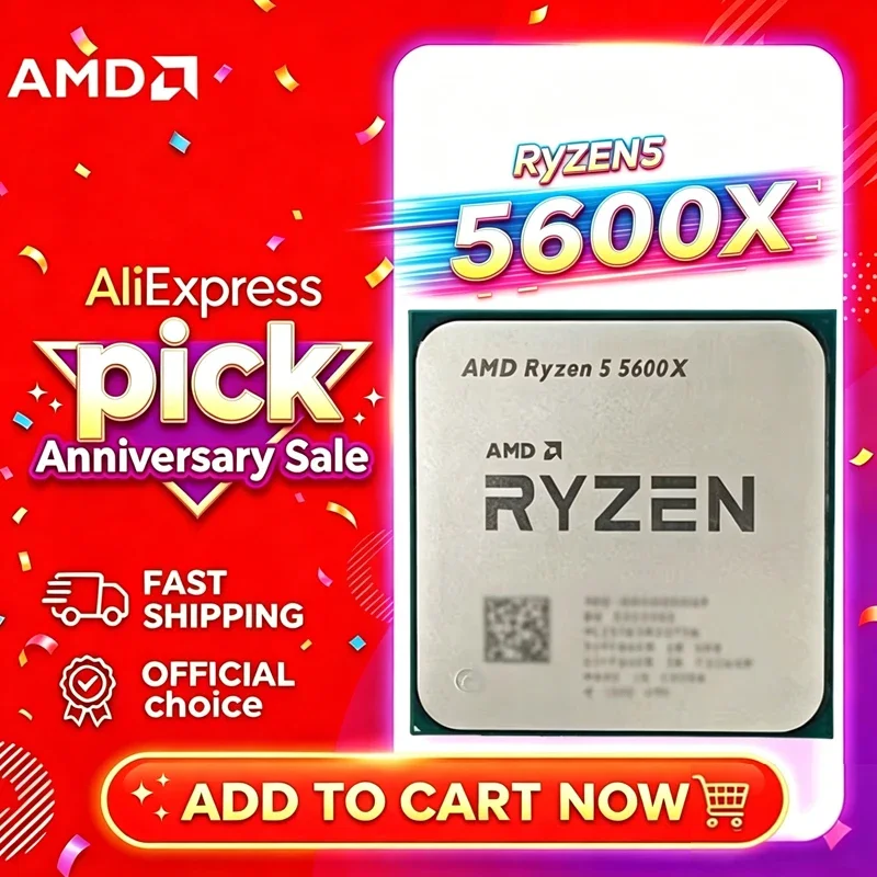 

AMD R5 5600X 5000 Series Desktop Chip Overclockable PCIe4.0 DDR4 Compatible For Game & Video Editing Socket AM4 OEM CPU NoCooler