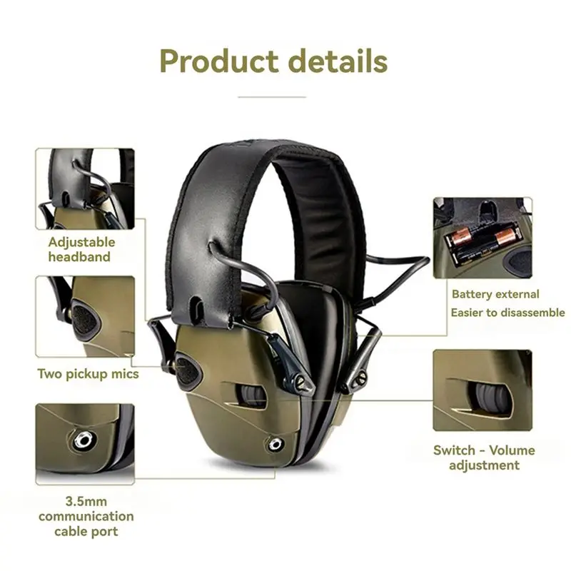 B67C Impact Hearing Headphones Electronic Earmuffs Outdoor Sports Noise-Cancelling Headphones