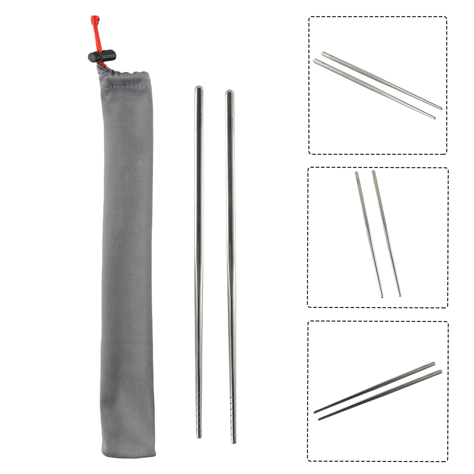 1pair Pure Titan-ium Hollow Chopsticks With Storage Pouch Eco Friendly Tableware Utensil Tool 195mm 230mm Outdoor Camping Tool