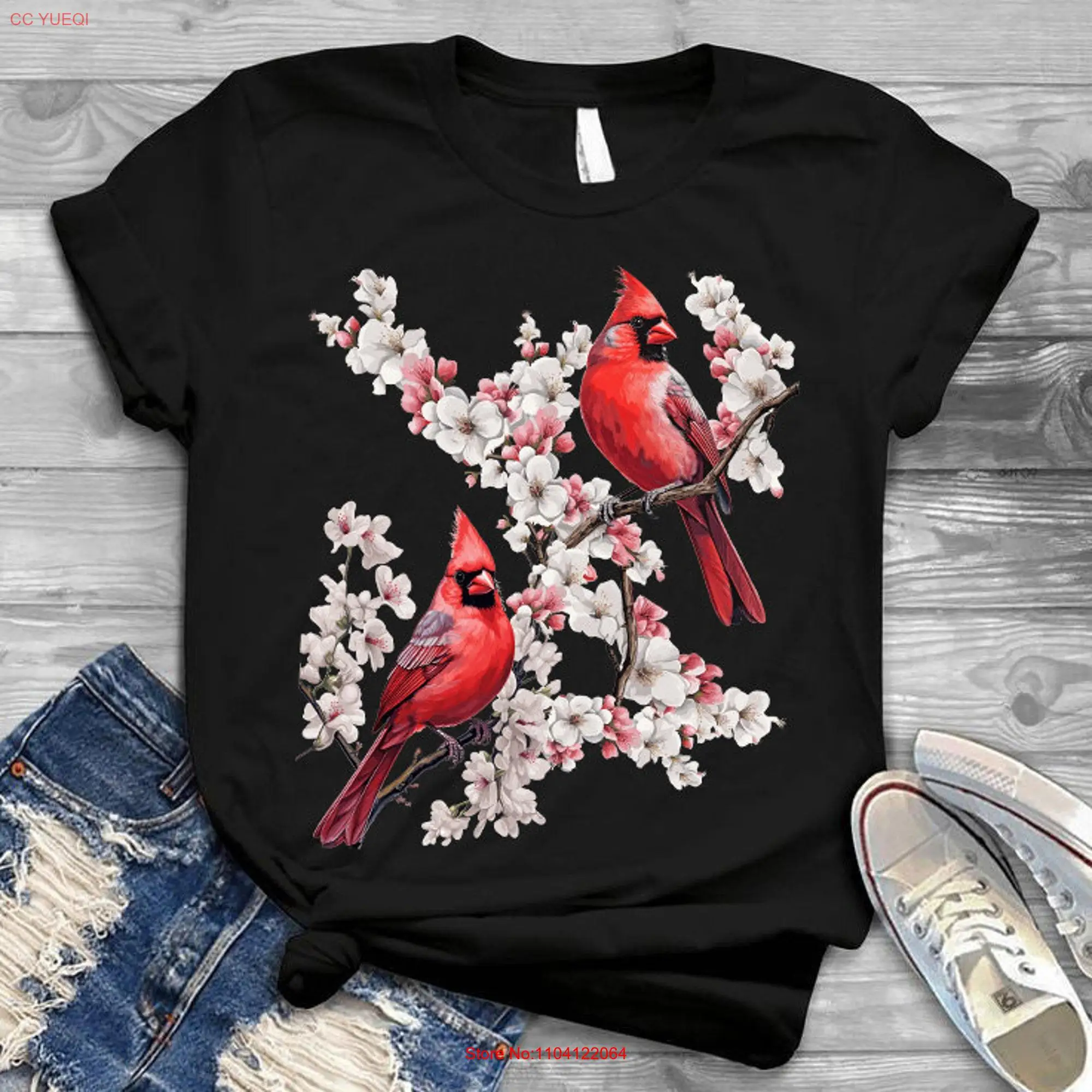 Red Cardinal Bird Lovers Birdwatching Birding Vintage Northern Christmas t shirt long or short sleeves