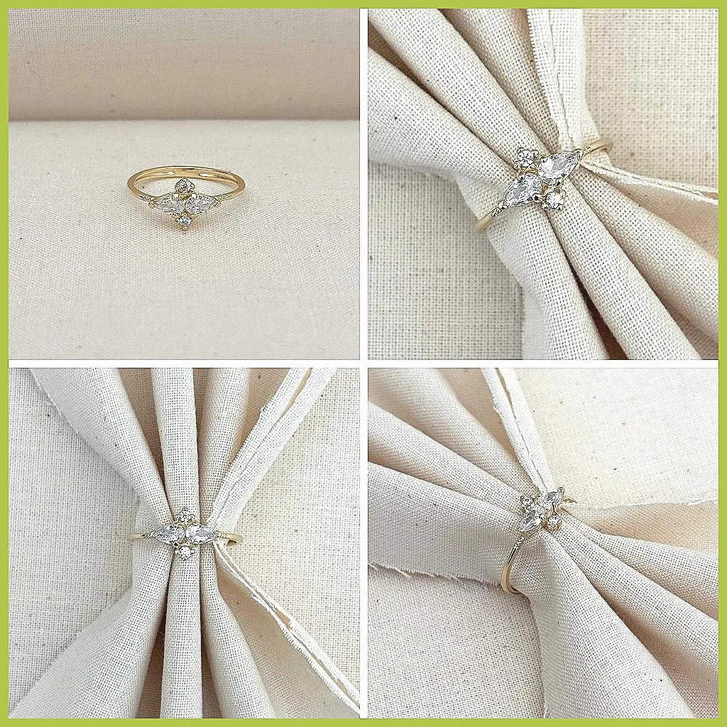 Zircon Four-Leaf Clover Ring, Elegant Micro-Set Design, Dainty & Versatile Jewelry