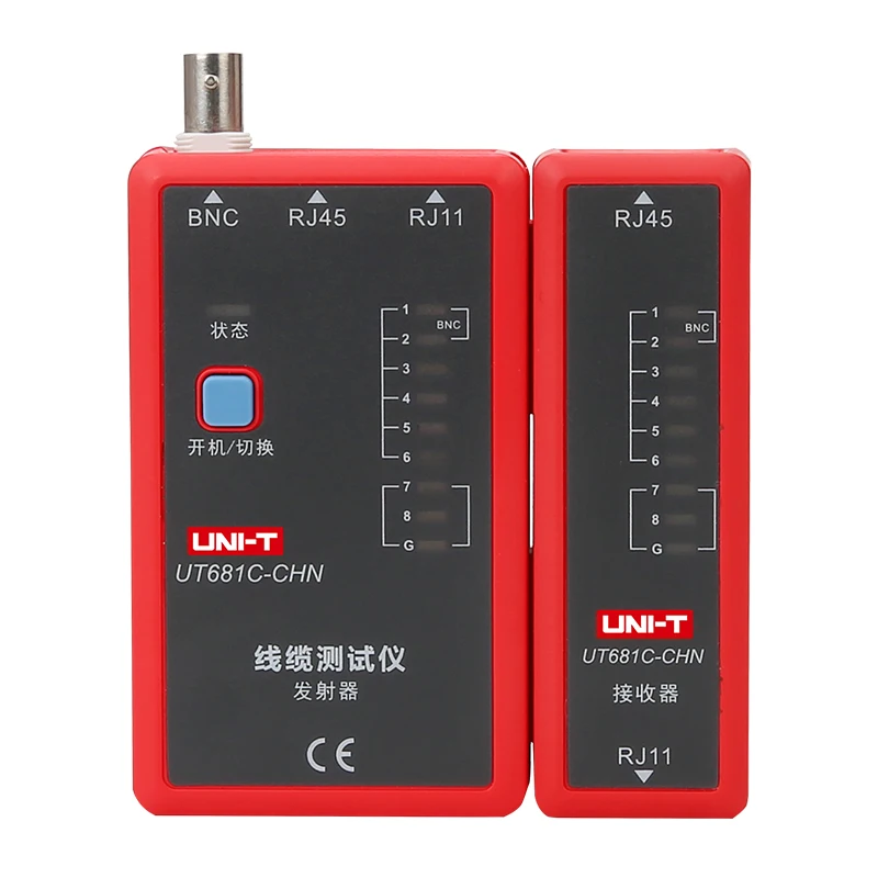 

UNI-T UT681C-CHN Line Tester Instrument Cable Telephone Cable Dual-Purpose Tester Single-Button Operation Low Voltage Indicator
