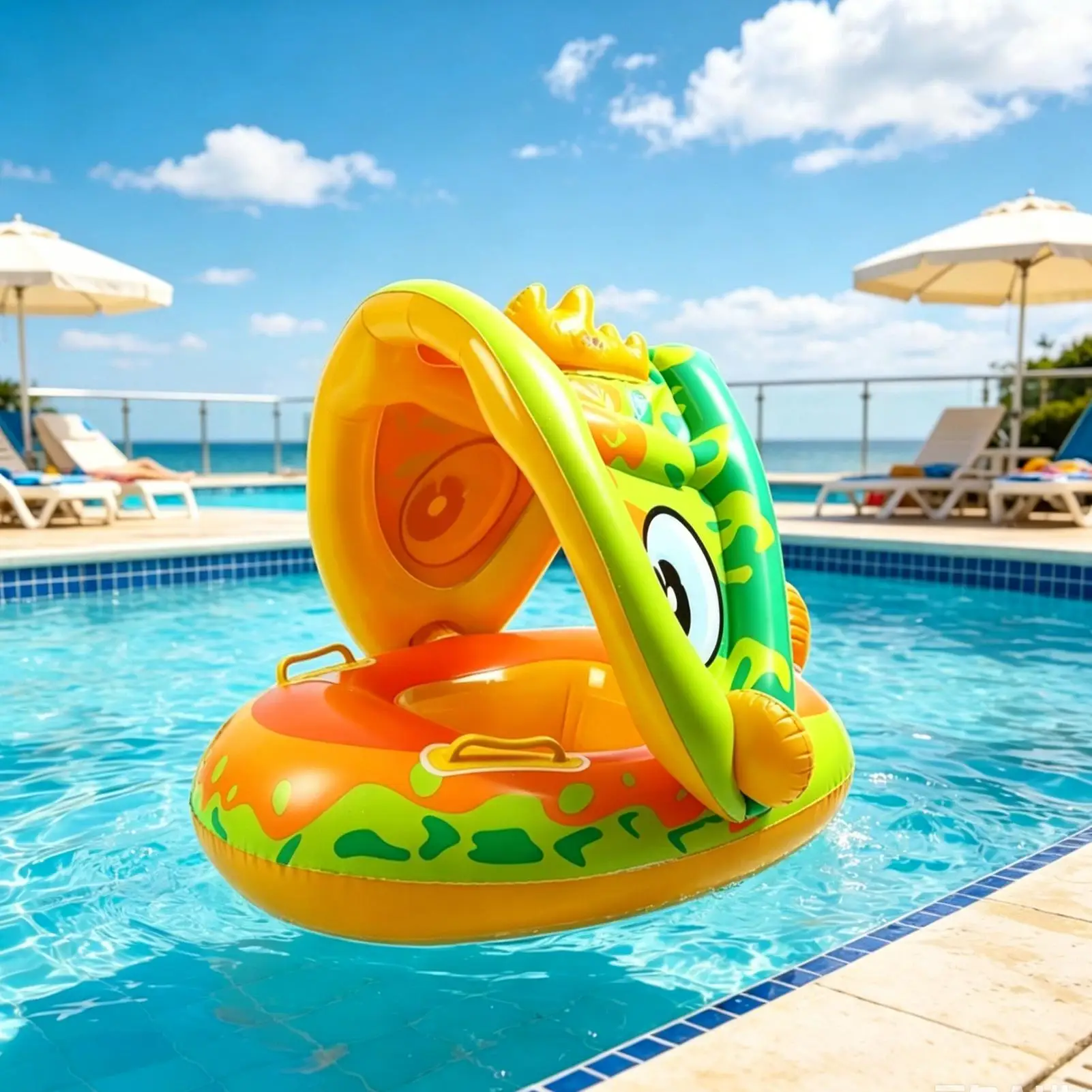Pool Floats Kids Inflatable Chair with Sun Canopy Lake Floats with Handles for Boys Girls Ages 0-36 Months Outdoor River Lake