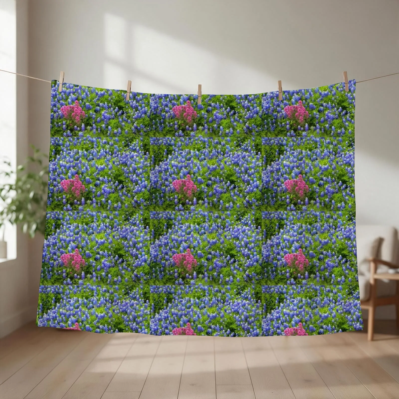 New Prairie Paintbrush and Bluebonnets Throw Blanket couch cozy soft plush fuzzy picnic outdoor blanket