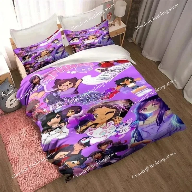 Exquisite 3D Aphmau Wallpaper Baby Cartoon Digital Printing Bedding Set Comforter Bed Rudy Panko Kids Girls Boys Gift