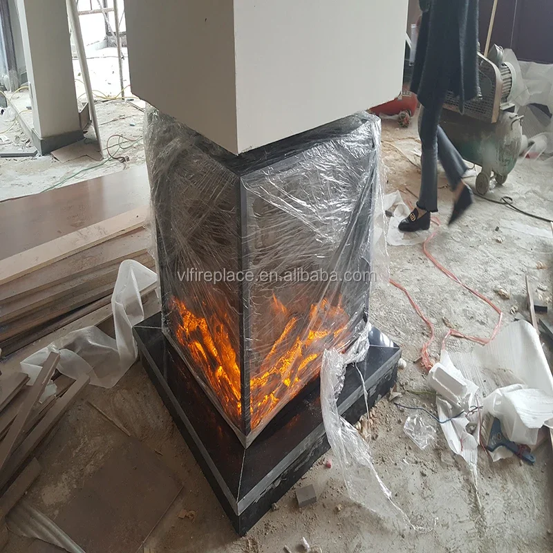 Shanghai Factory Customized 2 Sided 4 Sided Insert Remote Control Energy Saving Inserted Led Electric Fireplace