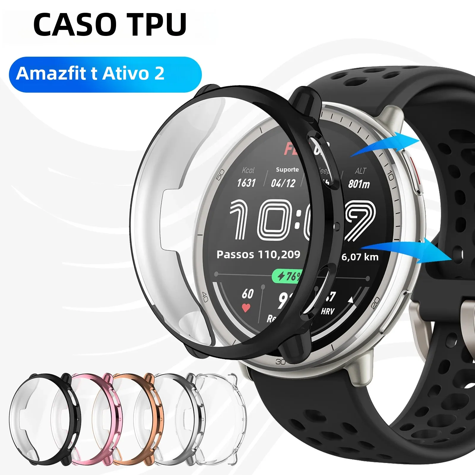 Capa protetora de tela para amazfit active 2, tpu macio, capa protetora completa para acessórios active2