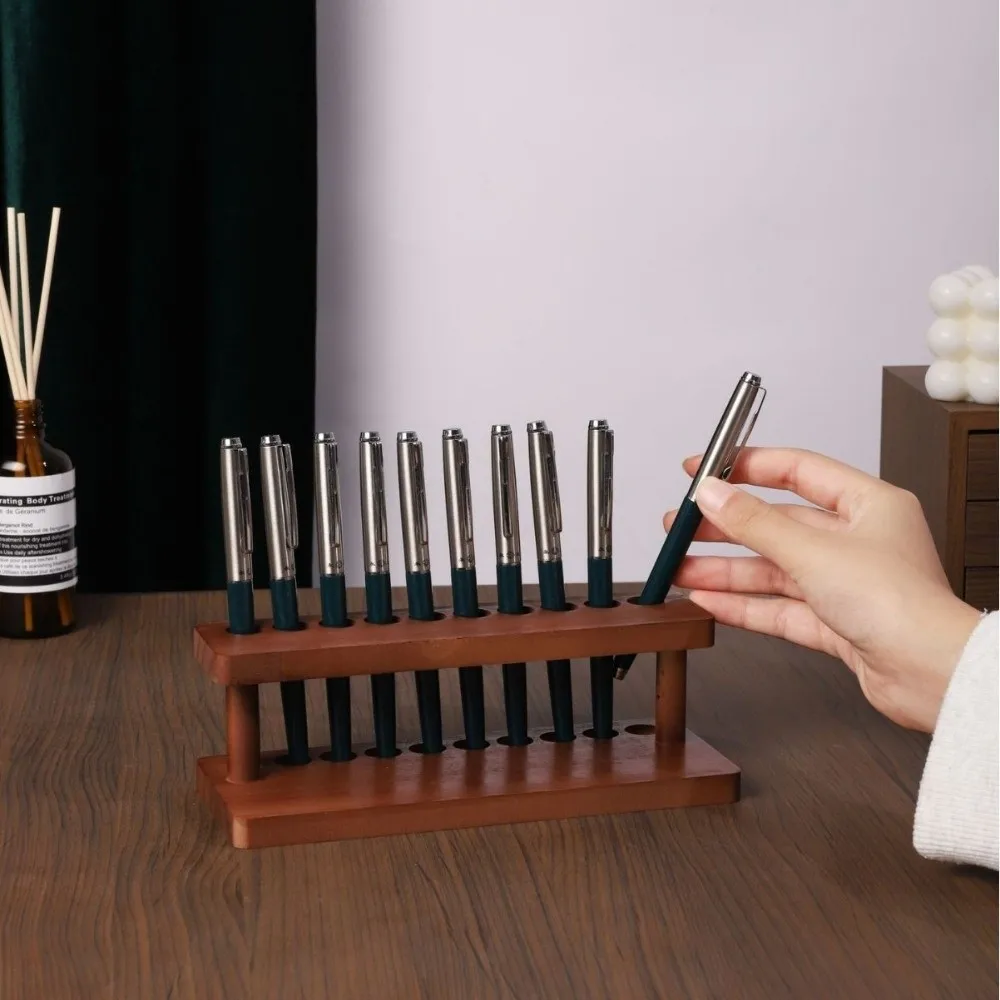 Vertical Wooden Pen Stand Household Storage Box Office Pen Holder Desk Organizer 4/10 Slots Pen Holder Kitchen Organizing Box