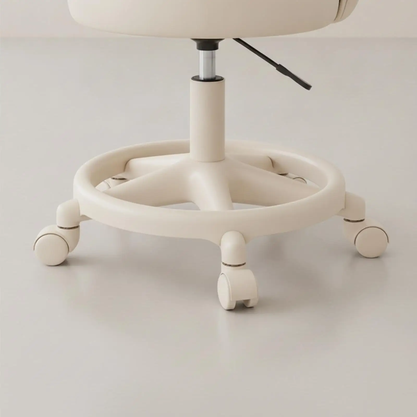 Swivel Vanity Chair with Leather Upholstered Round Seat and Five Point Base for Bedroom Office and Makeup Table