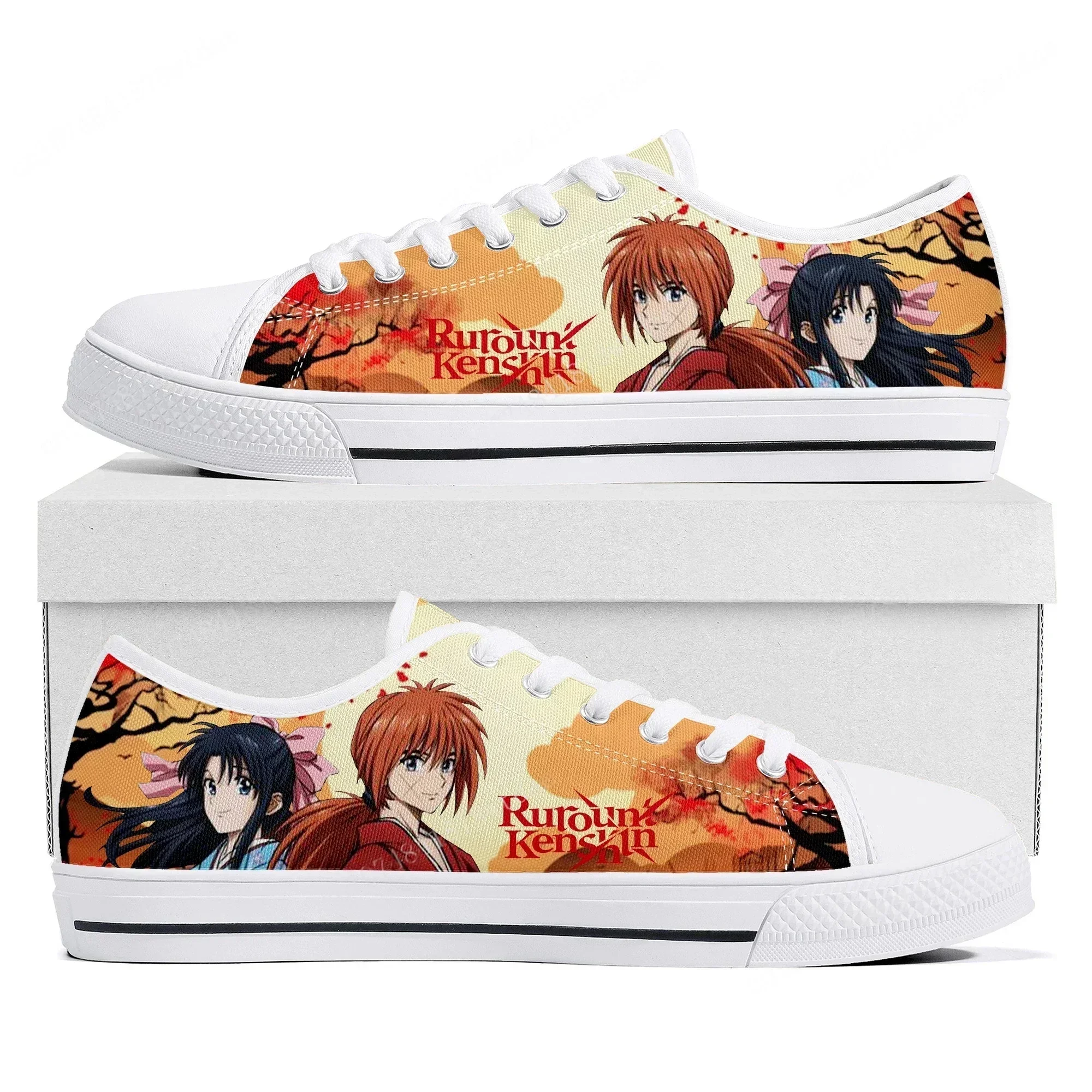 Rurouni Kenshin Himura Low Top Sneakers Womens Mens High Quality Canvas Sneaker Couple Comics Manga Custom Made Shoes