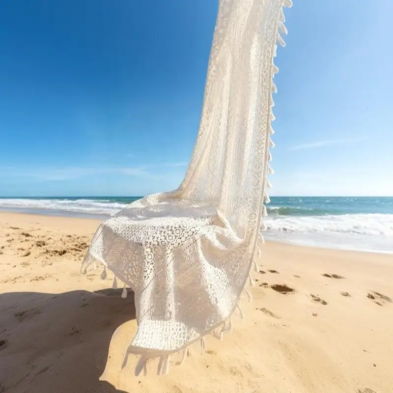 French Tulle Lace Curtain Geometric Striped Knitted Light‑Filtering Drape For Kitchen Bedroom Living Room Decor