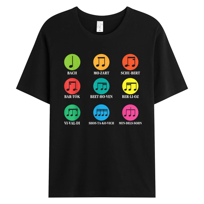 

Musical Notes Men's Cotton Fabric Slim Fit Fashion T-shirt For Men Oversize Tee Shirts Print Tshirts Y2K Dropshipping