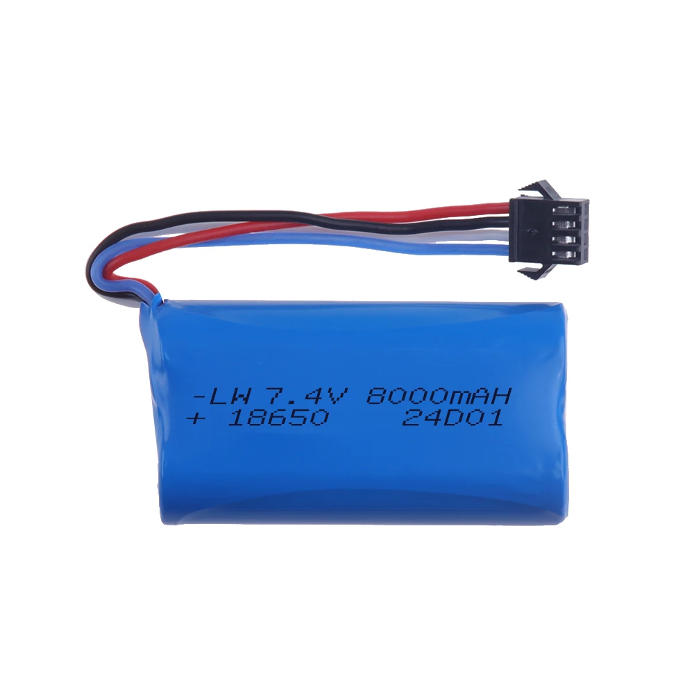 7.4V 8000mah Li-ion Battery 18650 with SM-4P PLUG or Udi007 Udi001 UDI002 UDI902 HJ806 960 961 962 RC Cars Boats toys parts
