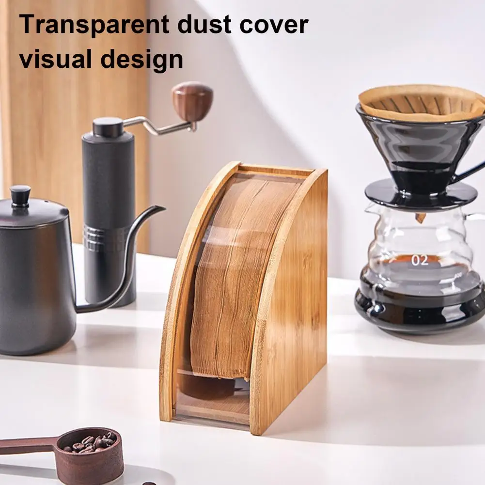 Wood Coffee Filter Paper Holder With Dustproof Cover Storage Rack For 101 102 Filter Paper For Cafe Coffee Paper Container Stand