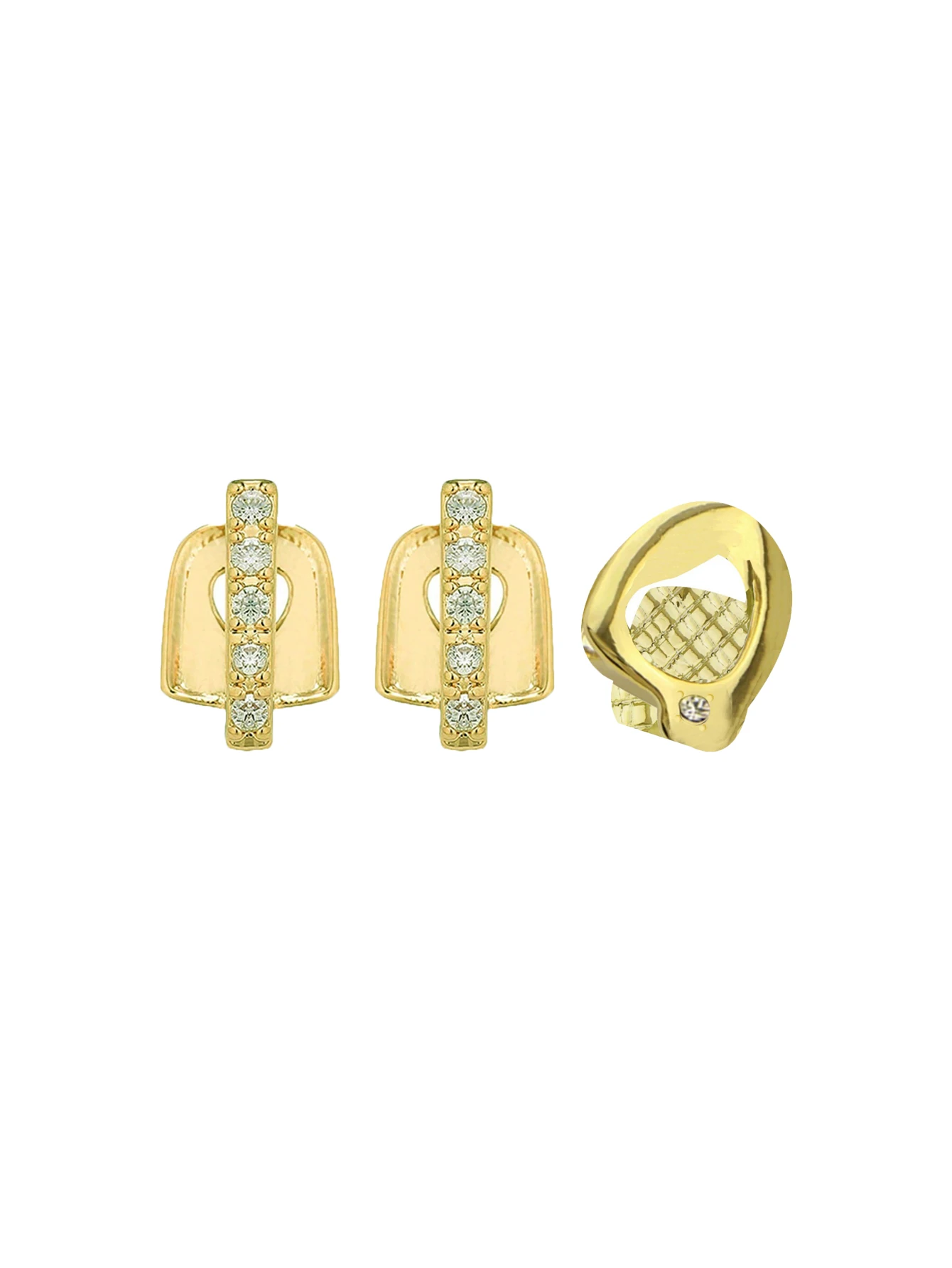 Personalized Double Zircon Interdental/Heart-Shaped Hollowed-Out Hip-Hop Teeth Decoration Stage Nightclub Party Accessory