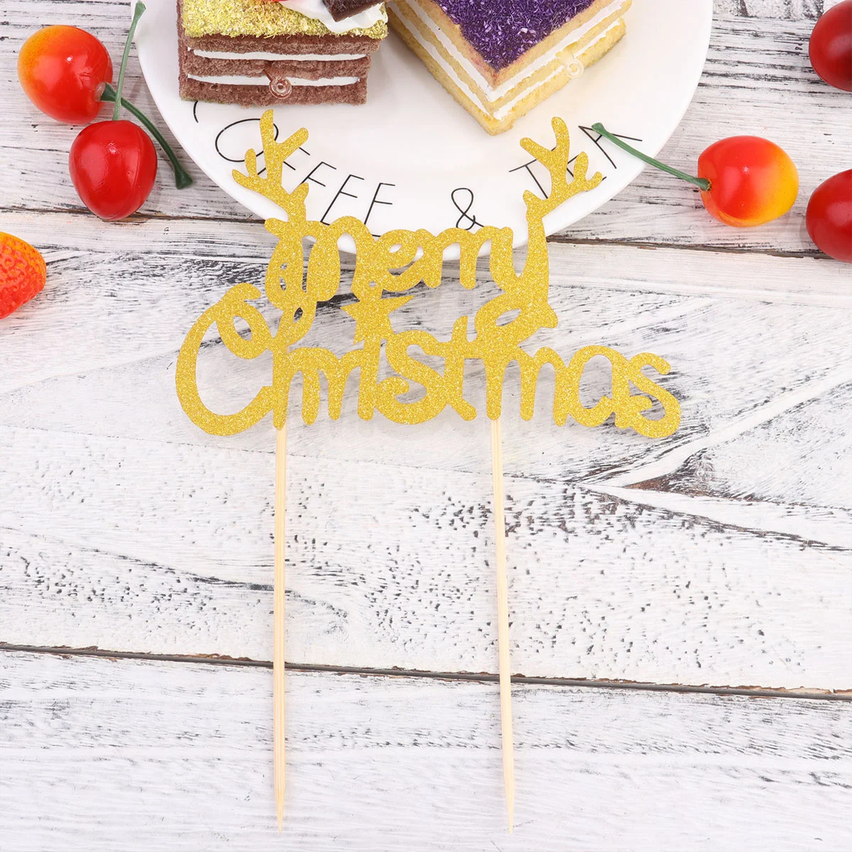 

20Pcs Creative Merry Christmas Cake Toppers Christmas Tree Antler Cake Toppers Cake Dessert Insertion Decoration Party Supplies