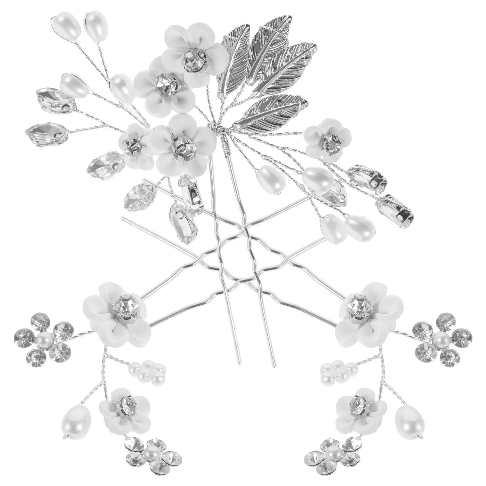 

Набор элегантных свадебных заколок для волос со стразами и имитацией жемчуга, цветочные украшения для невесты и подружек невесты, свадебная повязка на голову