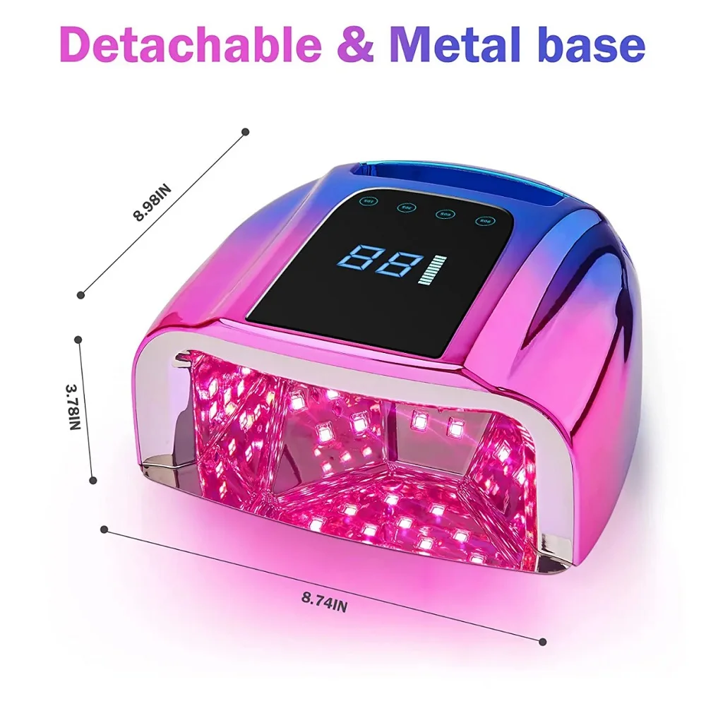 Kabellose Nagellampe, 96 W, wiederaufladbarer Gel-Nagellack-Trockner, UV-Licht für Maniküre, Zuhause und Salon