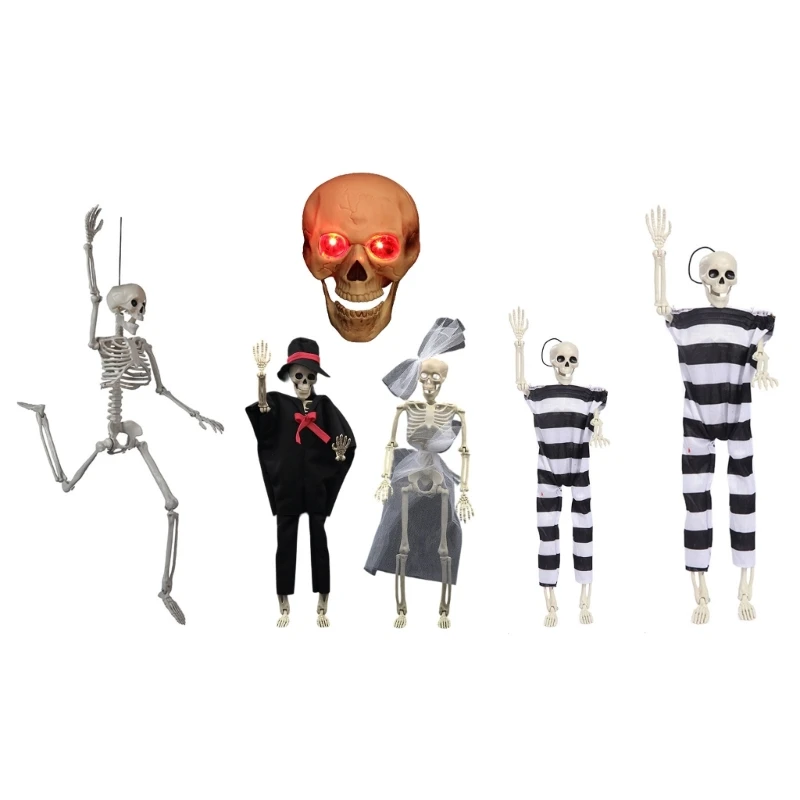 Life Size Poseable Skeleton Halloween Decoration Full Human Body Hanging Props