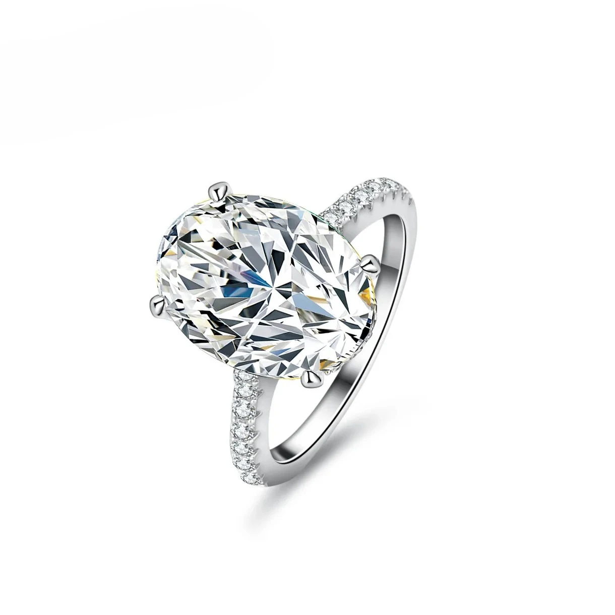 KyanGem Platinum PT950 7-Carat Oval-Cut Moissanite Ring Ultra-Luxury Engagement Ring for Women Fine Jewelry Gifts