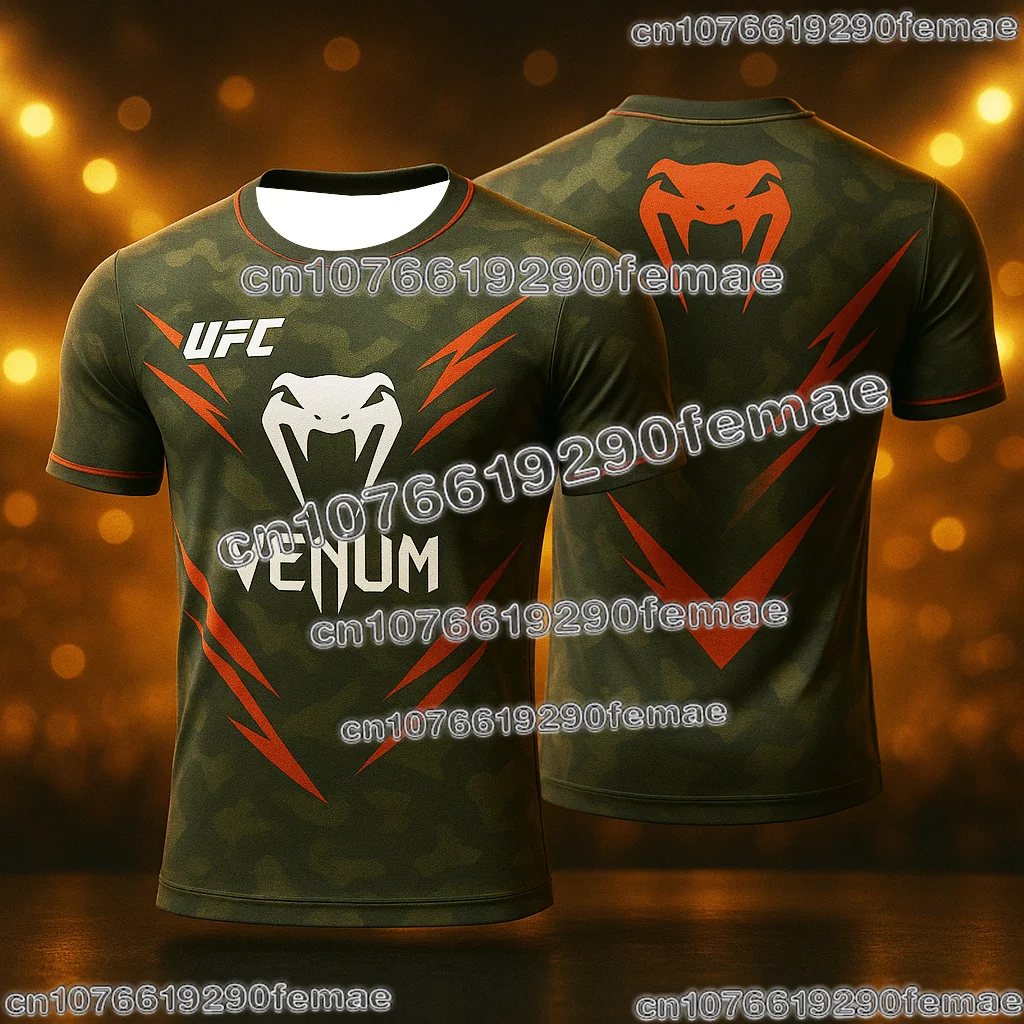 الصيف الرجال UFC ثلاثية الأبعاد مطبوعة التدريب تي شيرت قصير الأكمام ملابس رياضية مريحة عادية س الرقبة للملاكمة MMA الصالة الرياضية تجريب