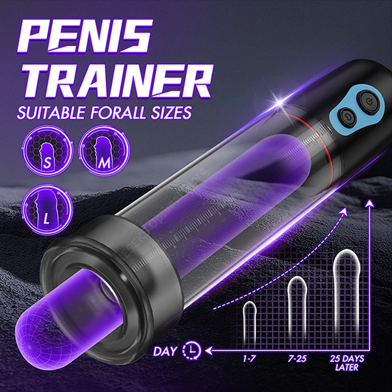 HESEKS Powerful Electric Penis Vacuum Pump Dick Enlargement Extender Male Masturbator Air Pressure Device Pussy Pump 18+