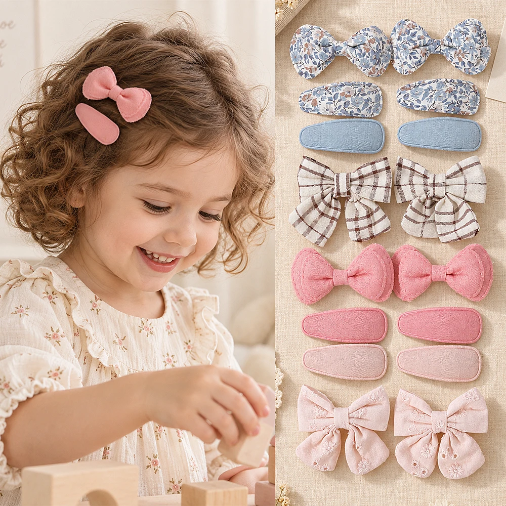 1 Set Fabric Printed Bow BB Hair Clip Children and Teenagers To Wear Fashionable Party Hair Accessories Girls To Wear Hair Clips