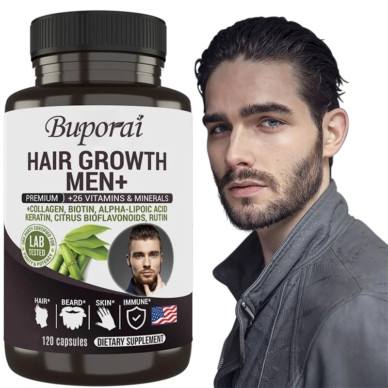Hair Growth Men Supplement - Promotes Hair Growth, Clear Skin and Strong Nails, Supports Overall Immune Health, Non-GMO