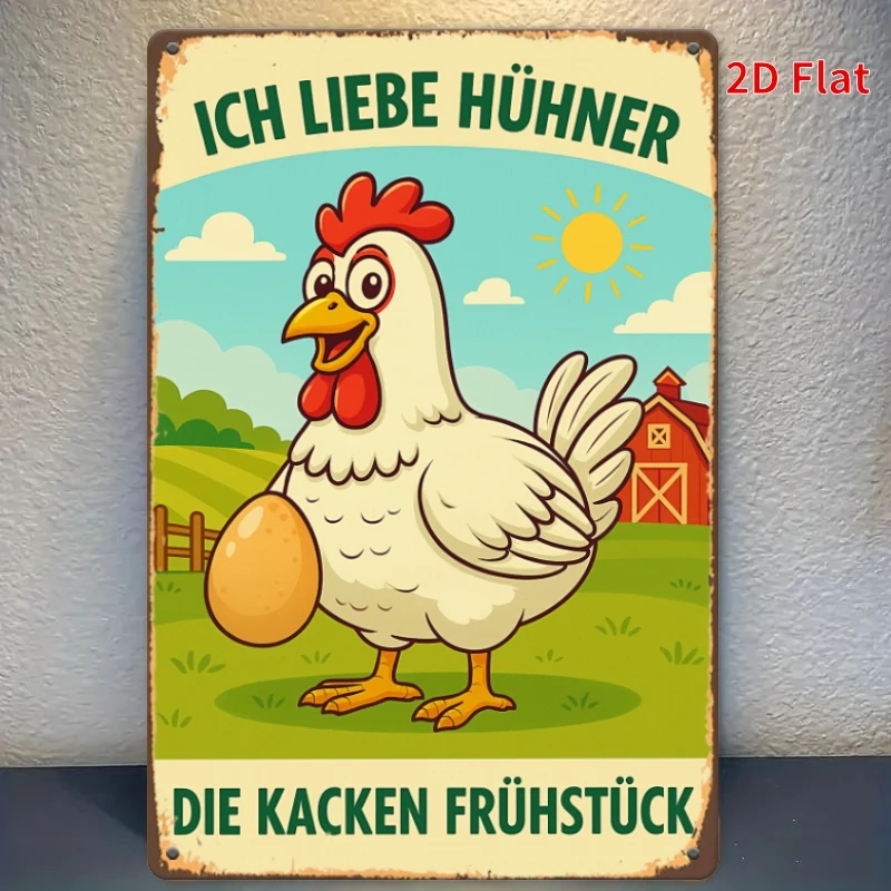 2D Flat, [2Dflat] 1pc 30x20cm Iron Sign - German Chicken Lover Humor Tin Sign 