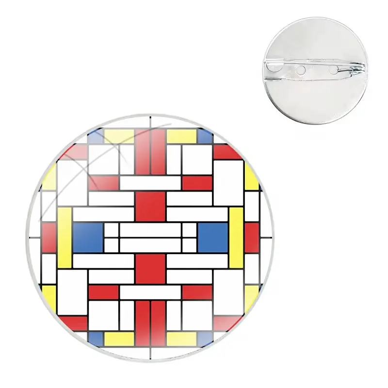 Mondrian grid Pins Badge Metal Brooches For Clothes Backpack Decoration gift