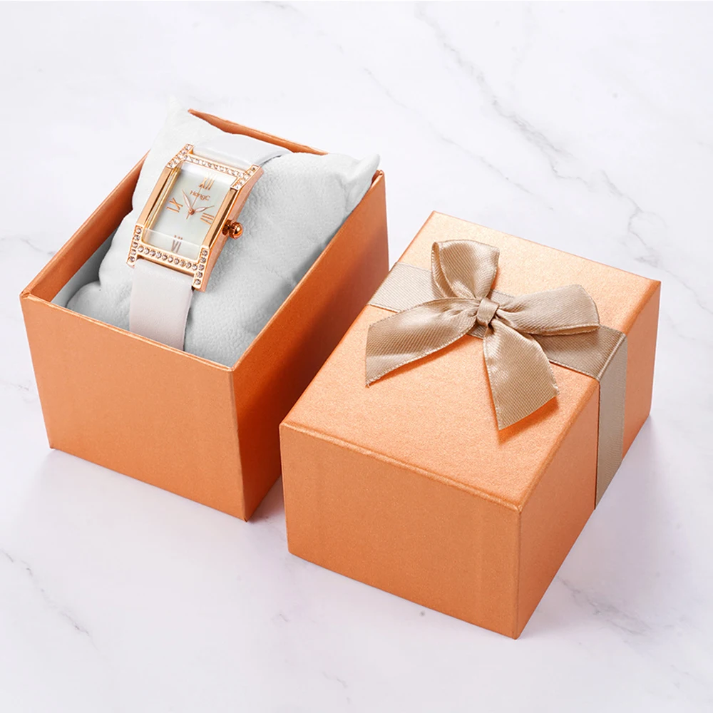 새로운 나비 매듭 시계 상자 베개 남성 여성 시계 선물 보석 주최자 천지와 지구 커버 사각형 종이 포장 상자