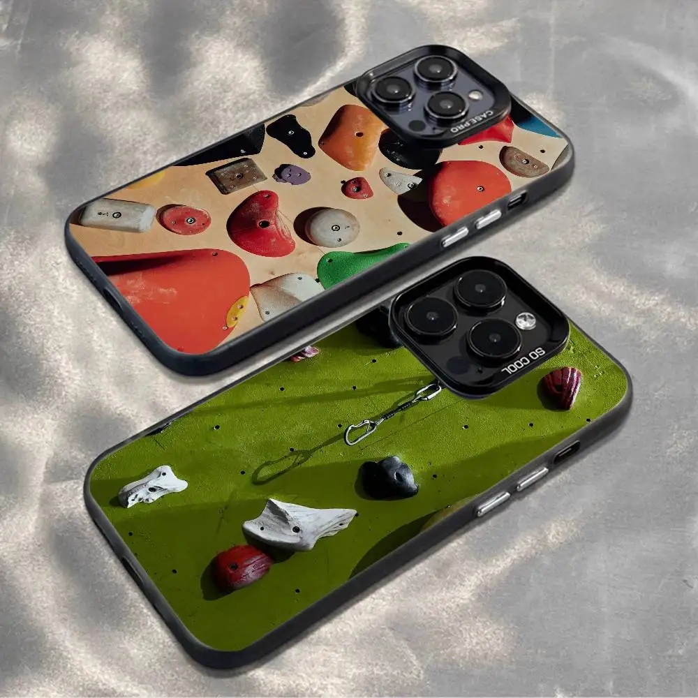 

Rock Climbing Wall Phone Case For iPhone17,16,15,14,13,12,11,Mini,Pro,MAX,plus,Black Matte Shockproof Cover