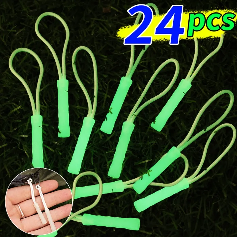 24-1pcs Luminous Zipper Travel Bag Zipper Anti-loss Anchor Rope Outdoor Tent Backpack Pull Ring  Rope Buckle Pendant Accessories