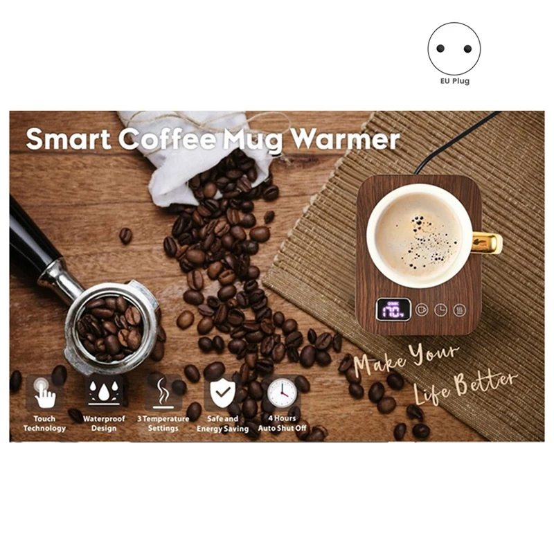 Smart Coffee Mug Warmer,Wax Candle Warmer Plate With Timer, Electric Coffee Warmer With Auto Shut Off Easy To Use EU Plug