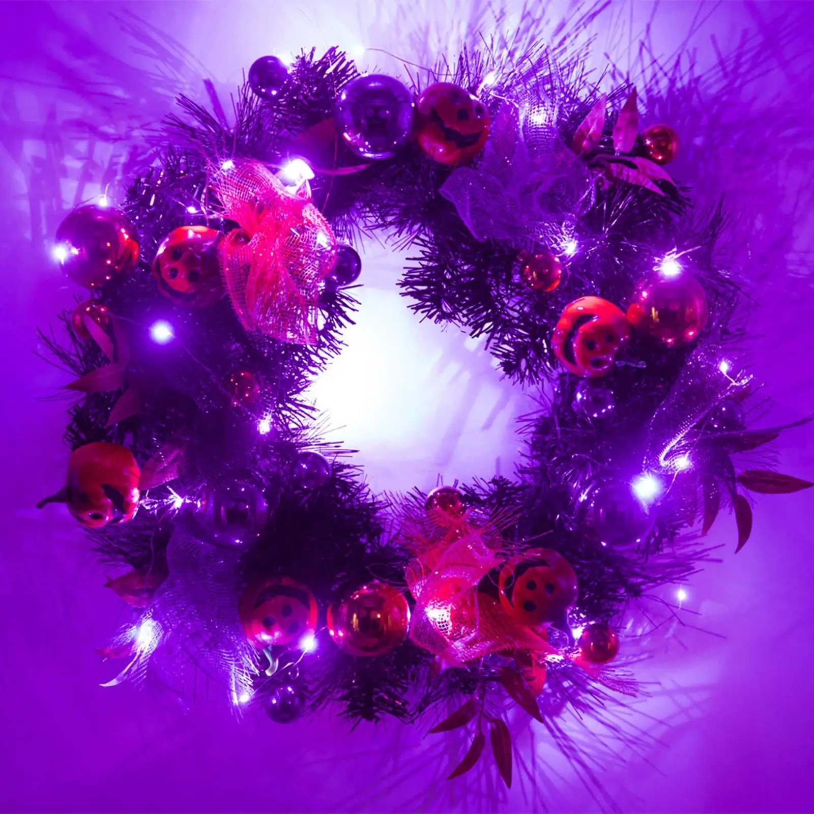 

Венок из тыквы-призрака на Хэллоуин, венок на входную дверь, венок из искусственных цветов для камина