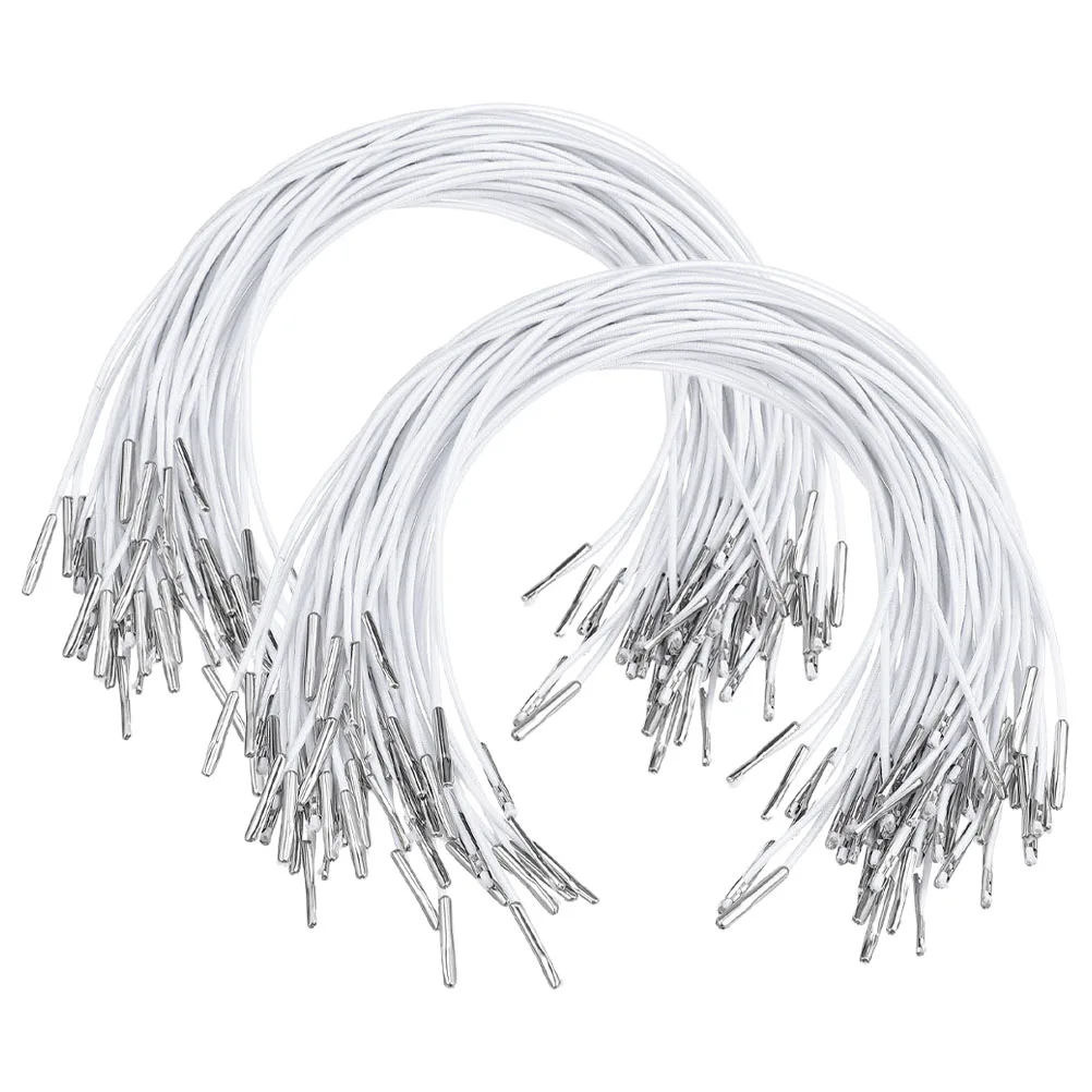 

200pcs Elastic Barbed Cords for Hats Masks Crafts Book Binding School Projects Iron Ends Strings Lightweight Stretch Round Barb