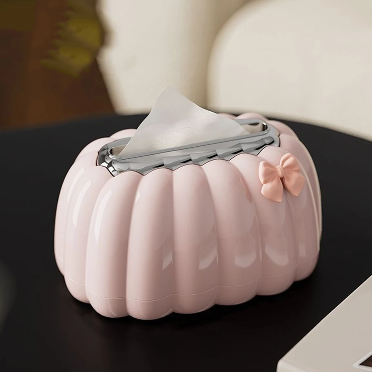 

Pumpkin Spring Tissue Box Home Creative Paper Office Living Room Simple Cream Style Plush Tissue Storage Box