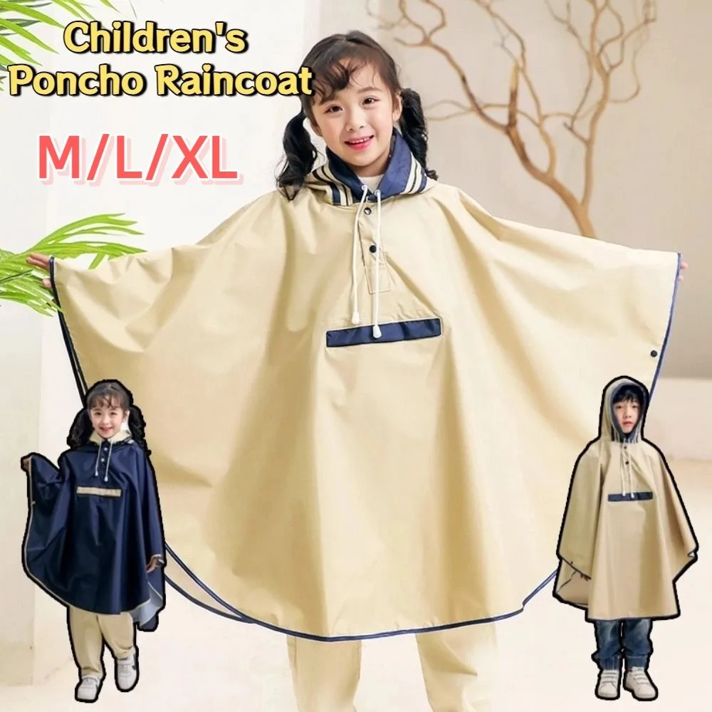 

Breathable Children's Poncho Raincoat Comfortable with Hat Students Rain Jacket Lightweight Windproof School Rain Gear