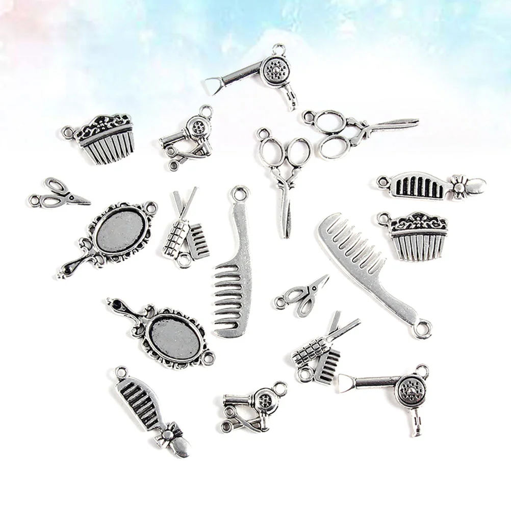 2 Bags 40pcs Creative Silver Mirror Comb Scissors DIY Handmade Ornament Accessories for Friends (Silver)