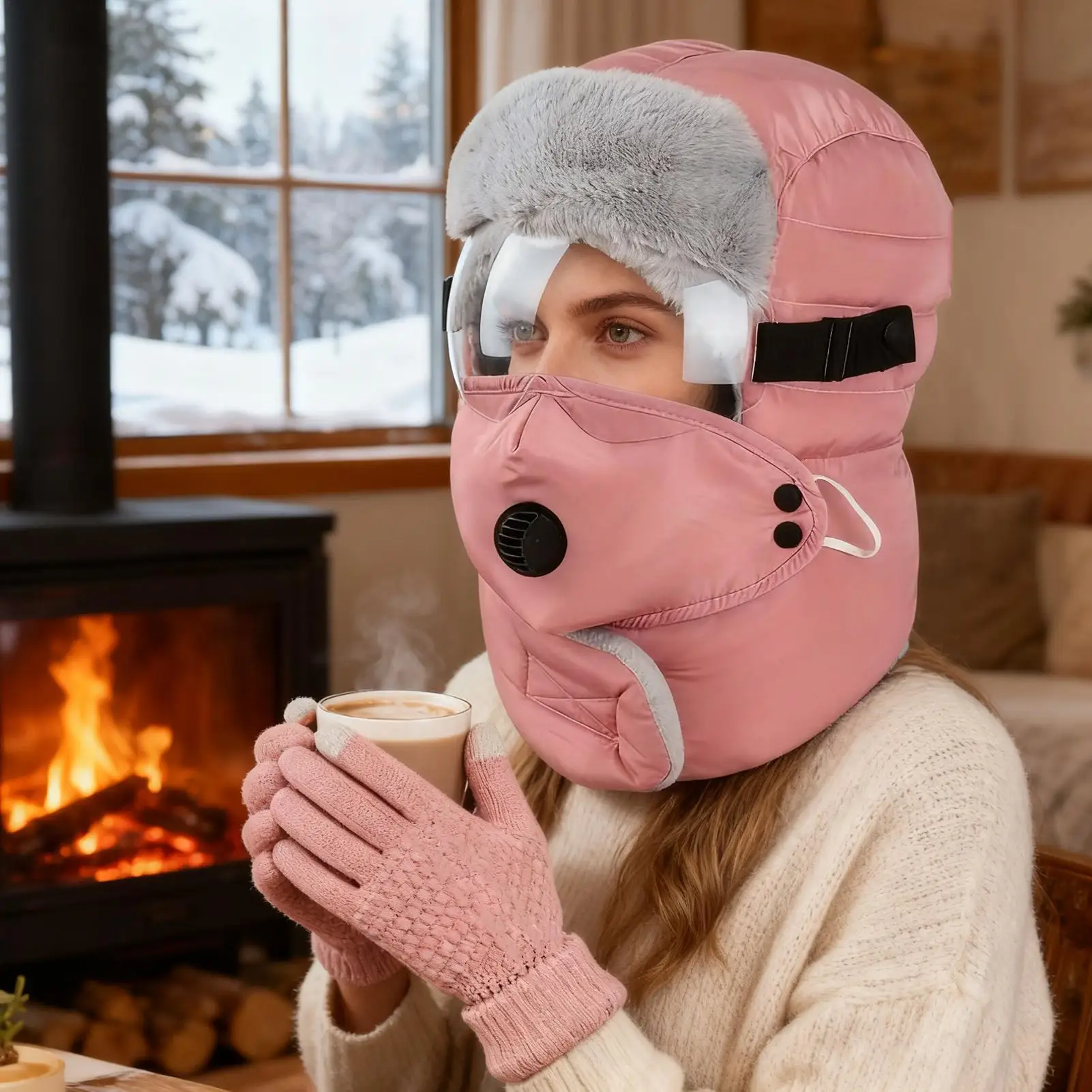 الصياد قبعة للنساء 4 في 1 للجنسين الدافئة الدراجات اكسسوارات الصيد قبعة من أوت دور للتزلج التزلج التزلج حذاء الثلج التخييم