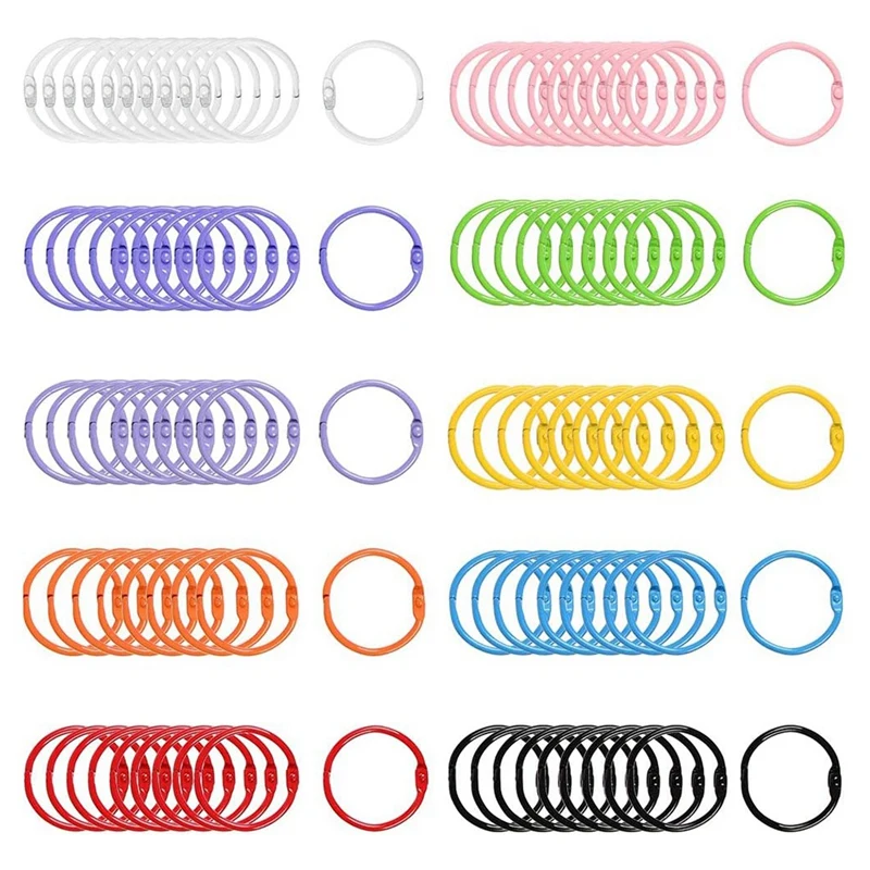 100Pcs Colorful Book Loose Leaf Binder Rings - 3Cm Metal Loose Paper Notebook Rings Keychain Rings For Cards, Document