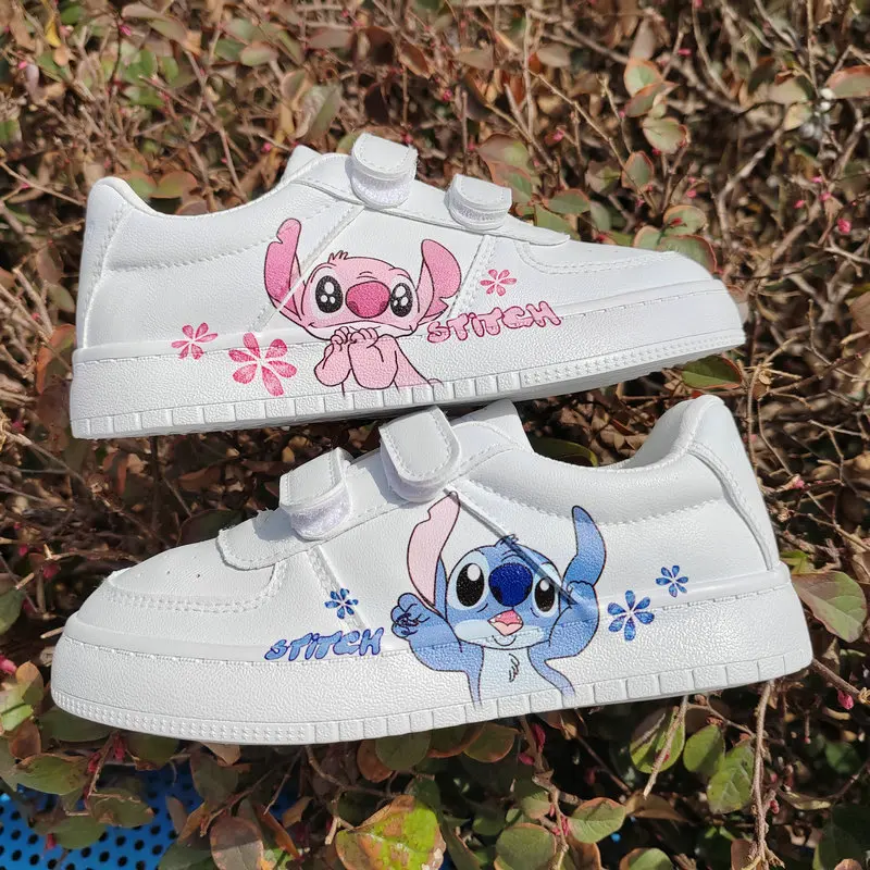 Disney Lilo & Stitch Children Sneakers White Shoes For Boys Girls Print Sport Shoes Kids Tennis Shoes Cartoon StellaLou Shoes