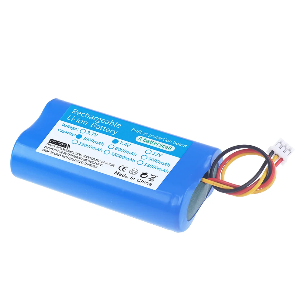 18650 7.4V 3000mah Battery Pack Li-lon Rechargeable Battery for Bluetooth Speakers LED Lights+Protection Board Xh2.54-3p Plug