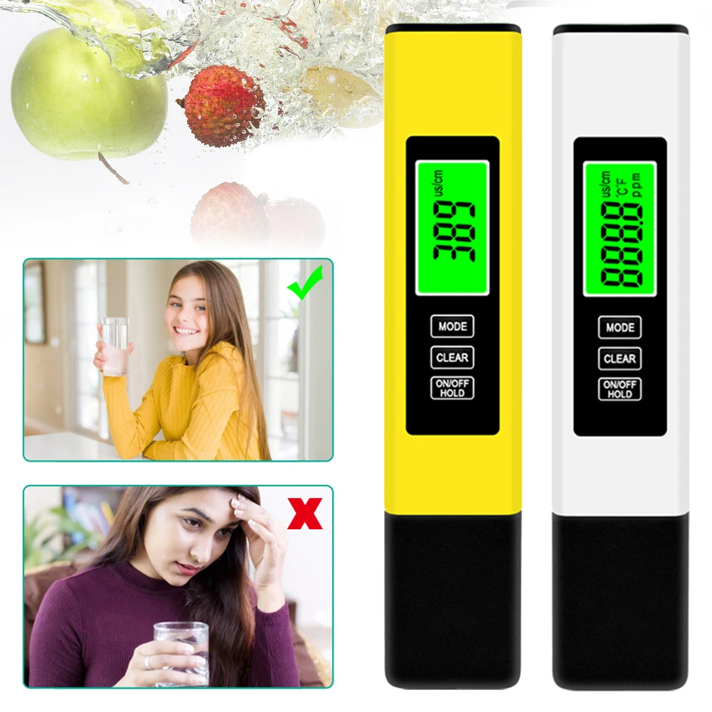 

4 in 1 Digital Water Tester Water Quality Tester Pen 0-9990 PPM Accurate Backlit LCD Display for Pools Drinking Water Aquariums